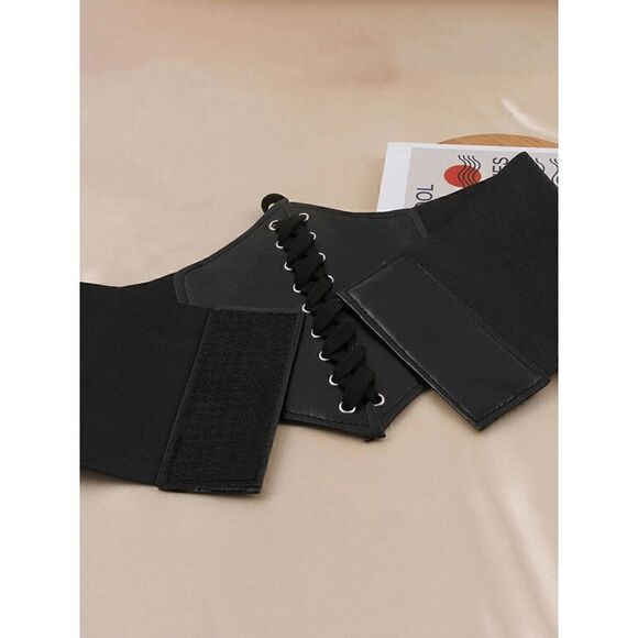 Wide Lace-Up Elastic Waist Tied Black Corset Belt NEW - Picture 5 of 17